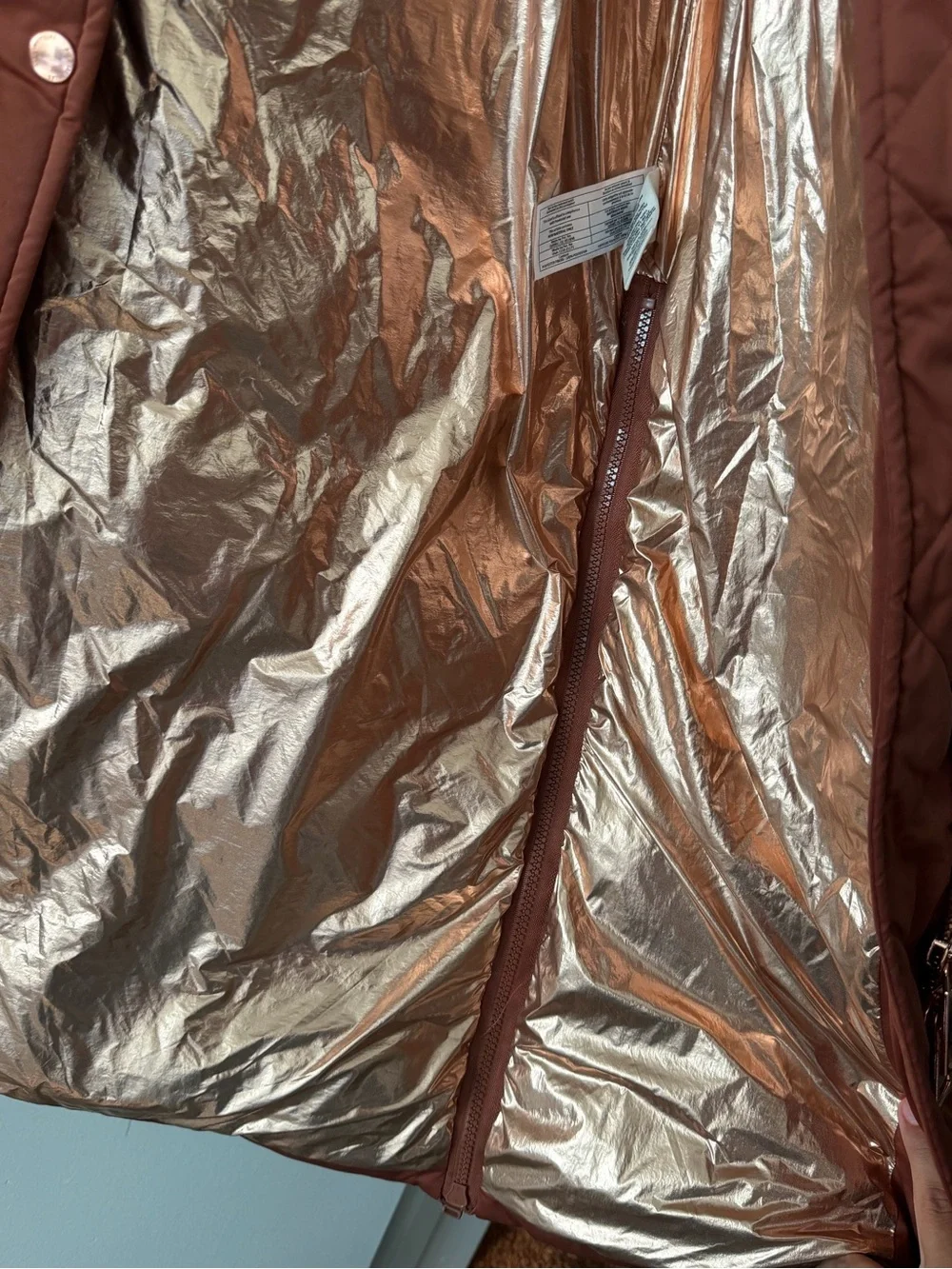 Avec Les Filles Thermalpuff Longline Puffer Coat Brown/Rust/Copper - Size S